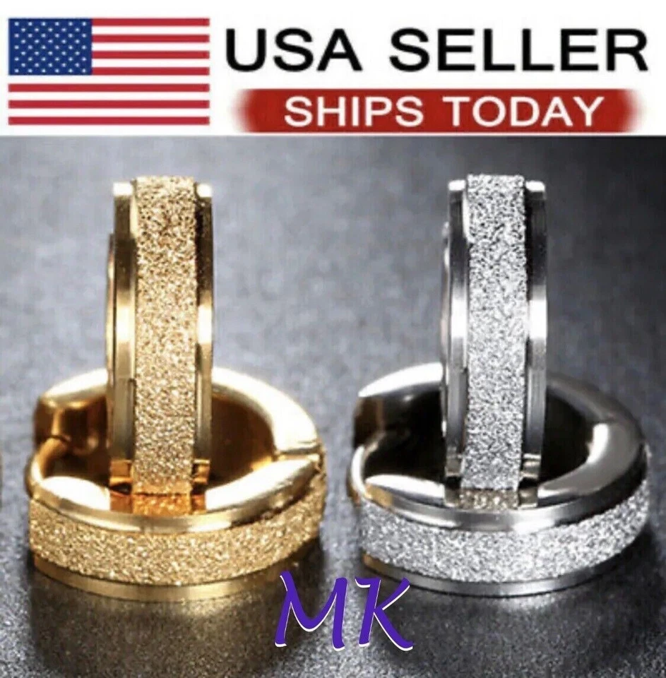 Pendientes de aro Huggie oro plata acero inoxidable hombres mujeres - par Foto 1 de 4