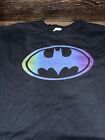 Vintage Batman Gradient Logo T Shirt Adult Extra Large Black Rainbow Jerzees Y2K