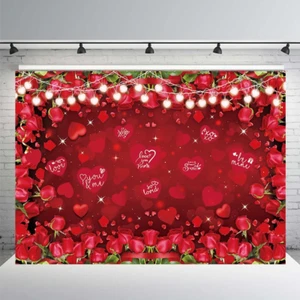 Red Rose Heart Photography Backdrop Happy Valentine'S Day Backdrop for Valentine - Picture 1 of 12