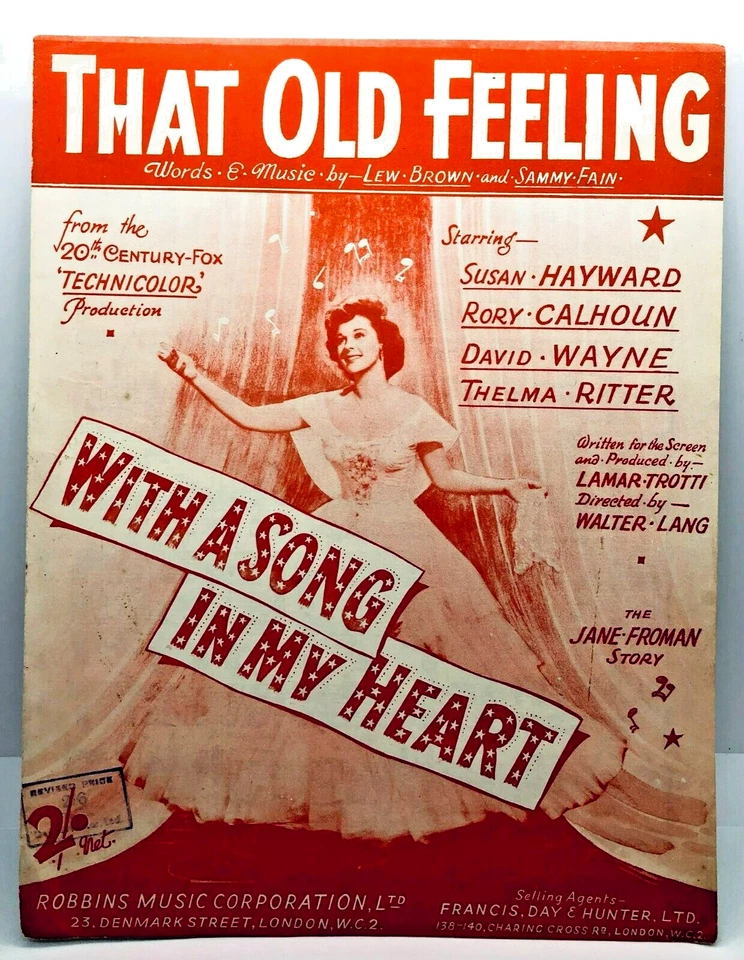 THAT OLD FEELING - Susan Hayward - Partituras de películas del Reino Unido - Sammy Fain Foto 1 de 1
