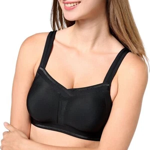 Breezies Full Coverage Molded Cup Two Toned Bra Black/Silver - Picture 1 of 1