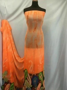 NUEVO Vestido Artístico Tela Estampado Borde Paisley Floral Chifón Multicolor Diseñador - Imagen 1 de 6