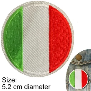 Italian flag iron on patch - round Italy Italia tricolour iron-on patches flags - Picture 1 of 4