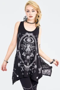 JAWBREAKER VITRIOL LONGLINE TOP S M L XL BLACK ROCK CHIC SCARAB MESH BACK - Picture 1 of 6