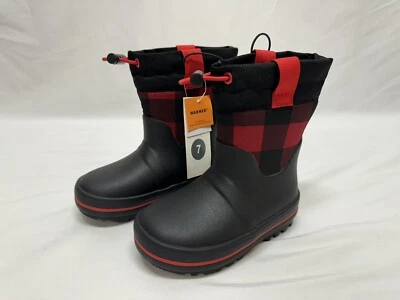 Cat & Jack Scout Toddler Waterproof Plaid Boots - Red Black Size 7 Lumberjack - Image 1 of 4