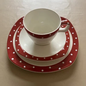 Midwinter Stylecraft Red Domino Trio Cup Saucer Plate 1950s Jessie Tate Design - Picture 1 of 5