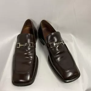 Scarpe mocassini da guida Gucci in pelle punta quadrata Horsebit marrone taglia 9D - Foto 1 di 6