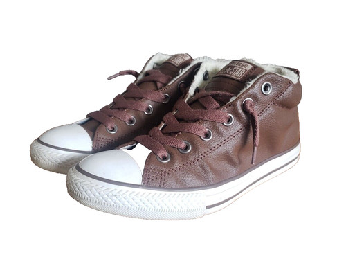 Converse ALL STAR CHUCK TAYLOR donna pelle marrone sherpa foderate medie TAGLIA 5