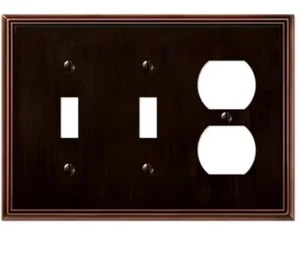 AMERELLE Rhodos 3 Gang 2-Knebel und 1-Duplex Metall Wandplatte - gealterte Bronze F29 - Bild 1 von 2