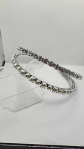 Miu Miu Platinum Tone Crystal & Pearl Embellished Firm Headband - Foto 1 di 10