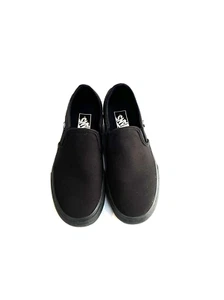 VANS Black Platform Canvas Slip On Shoes Sneakers Women Size 8 - Picture 1 of 14
