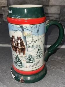 1991 Christmas Budweiser Holiday Stein Clydesdales Horses “The Season’s Best” - Picture 1 of 5