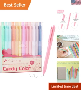 12 Pack Retractable Colorful Pens - Fine Point Black Ink for Stylish Note-Taking - Picture 1 of 8