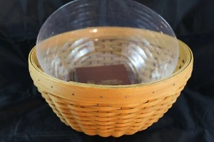 Longaberger 11" or 11 inch Warm Brown Woven Bowl Basket with Regular Protector - Picture 1 of 7