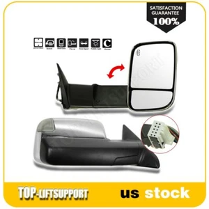 For 09-15 Ram 1500 2500 3500 Chrome Power Heated Puddle Signal Tow Mirrors Pair - Picture 1 of 7