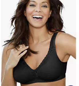 NWT Catherine's Intimates Size 44DD Black No Wire Cotton Comfort Bra Wireless - Picture 1 of 5