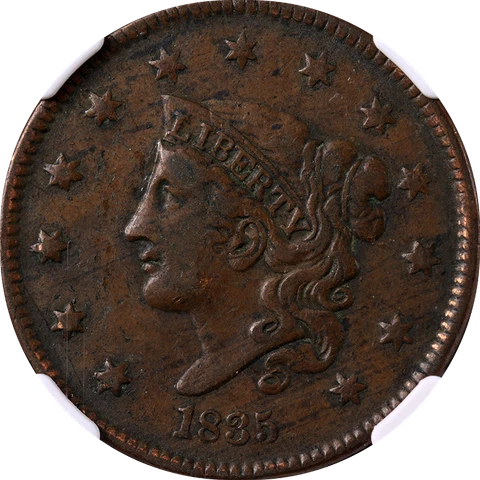 1835 Large Cent NGC VF30 BN N.17 R.1 Great Eye Appeal Nice Strike Cover