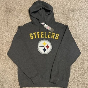 Pittsburgh Steelers Adult M Majestic Hoodie Sweatshirt New With Tag Gray - Picture 1 of 5
