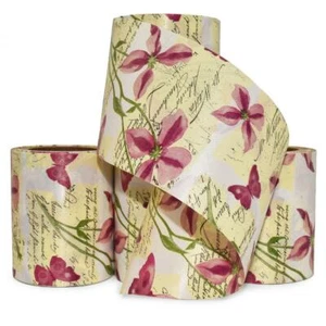 56 Feet Pink Butterflies & Flower Writing Waterproof Acetate Ribbon 2 3/4"W - Picture 1 of 1