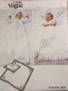 Little VOGUE 2878 Infant Christening Dress Coat Bonnet Blanket + Transfers UNCUT - Picture 1 of 9