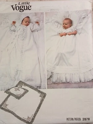 Little VOGUE 2878 Infant Christening Dress Coat Bonnet Blanket + Transfers UNCUT - Image 1 of 4