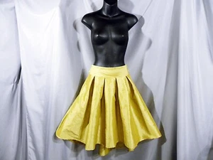 New Love Culture Gold Flared Pleated Side Zipper Skirt  Med Belt - Picture 1 of 6