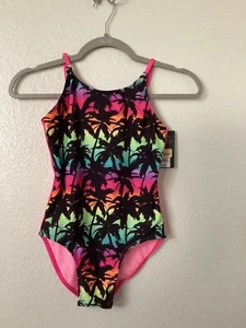 Art Class Girls Tropical Ombre Abstract Printed One Piece Swimsuit M (8) - Picture 1 of 6
