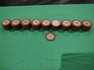 Ninety-One (91) Antique Vintage Red Clay Color Clay Casino Poker Chips - Picture 1 of 2