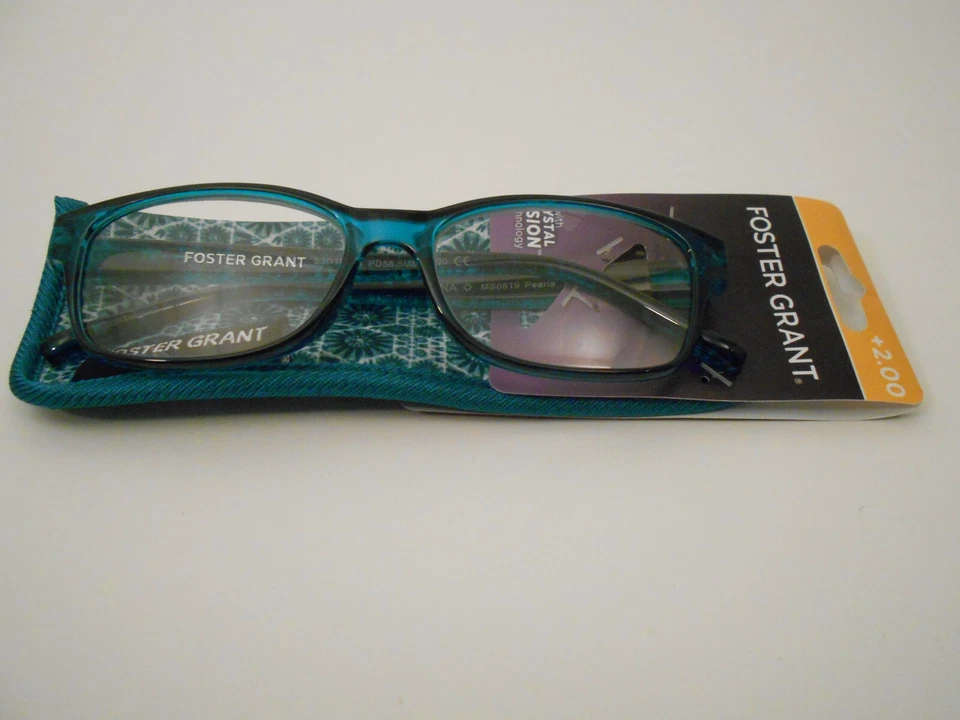 Foster Grant Evie Green Women's 1.75 Reading Glasses With Soft Case