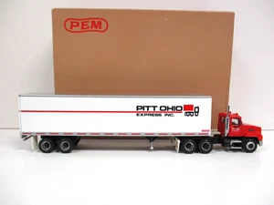 PEM - PITT-OHIO EXPRESS - MACK DAY-CAB SEMI TRUCK / TRAILER - 1/64 DIECAST READ - Picture 1 of 16