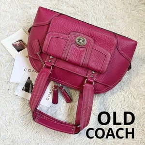 Coach F13963 Vintage Hand Boston Bag Ziplock Leder Pink Silber Hardware Japan - Bild 1 von 16