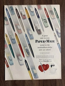 Tu-Tone Paper Mate Deluxe Pen Print Ad 6 New Car Colors 1955 Writing Ink - Picture 1 of 4