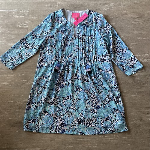 VETEMENTS Abito tunica Lilly Pulitzer Marilina Medium nuovo con etichette in blu chiaro Aqua Spritz bianco