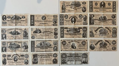 1962 Topps Civil War News Currency all 17 bills Type 1 & Type 2 w/ 4 dups - Image 1 of 4