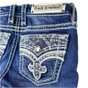 Rock Revival Jeans Women's 25 (27X31) Bootcut Rhinestone Embellished Cowgirl Y2K - Picture 1 of 17