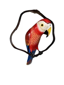 HANGING PARROT ON VINE HOME PATIO DECOR TIKI BAR WIND CHIME - Picture 1 of 4