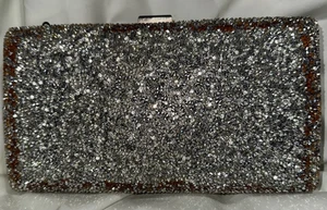 Sequin Glitter Clutch Silver/Gold Accents - Picture 1 of 8