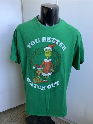 Dr. Seuss The Grinch men’s size XL green T-shirt Better Watch Out - Image 1 of 3