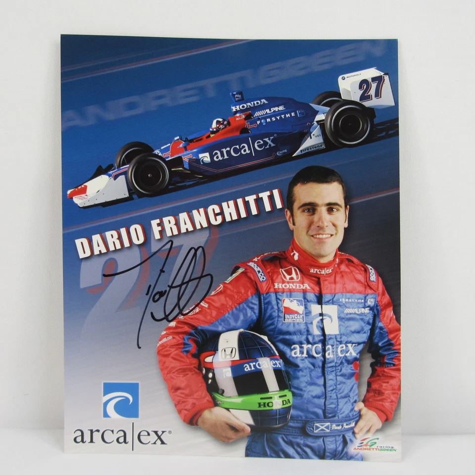 Tarjeta de héroe firmada por Dario Franchitti #27 Arca/ex Andretti Green Racing IndyCar 2004 Foto 1 de 4