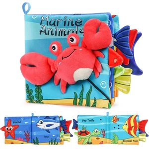 Soft Baby Books High Contrast Baby Toy, Touch and Feel Crinkle Cloth Book Inf... - Picture 1 of 7
