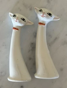 Vintage MCM Ceramic Long-Neck Cat Shaker Set - Picture 1 of 19