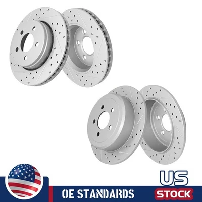For 2008-2012 Jeep Liberty Dodge Nitro Front Rear Drilled Disc Brake Rotors - Image 1 of 4