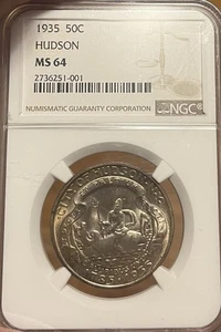 1935 NGC MS64 Hudson Commemorative Half Dollar - Picture 1 of 4