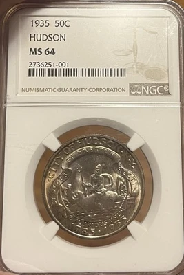 1935 NGC MS64 Hudson Commemorative Half Dollar - Image 1 of 4