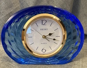 Seiko Uhr Kobaltblau Glas Schreibtisch Mantel Nachttisch funktioniert einwandfrei EUC - Bild 1 von 5