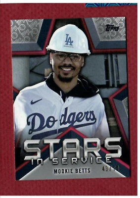2021 Topps Series 1 Mookie Betts Stars in Service Parallel Serial #'d 39/70!  - Image 1 of 2