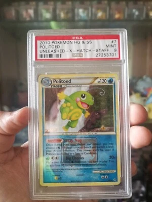Pokemon Card 2010 PSA 9 STAFF POLITOED 7/95 Cross-Hatch Promo HGSS Unleashed - Image 1 of 4