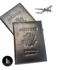 RFID Blocking Genuine Leather Travel Passport Wallet Holder - Picture 1 of 6