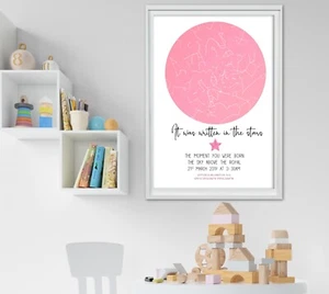 Personalised Star Map Nursery Print. Gift Christmas, baby, christening, baptism. - Picture 1 of 8
