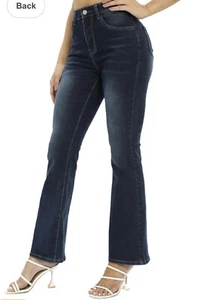 GENLECK Women's Straight Leg Boyfriend Jeans High Waisted Stretchy Casual Washed - Picture 1 of 8